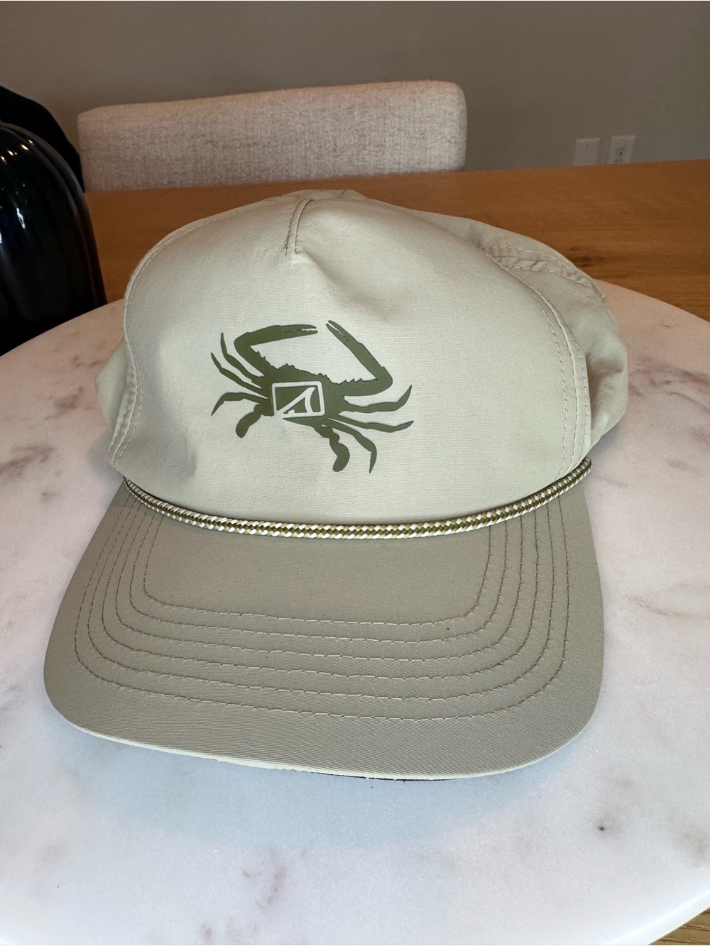 NEW Skinny water culture men’s fishing hat Crab Logo Rope-Trim Fishing - Khaki